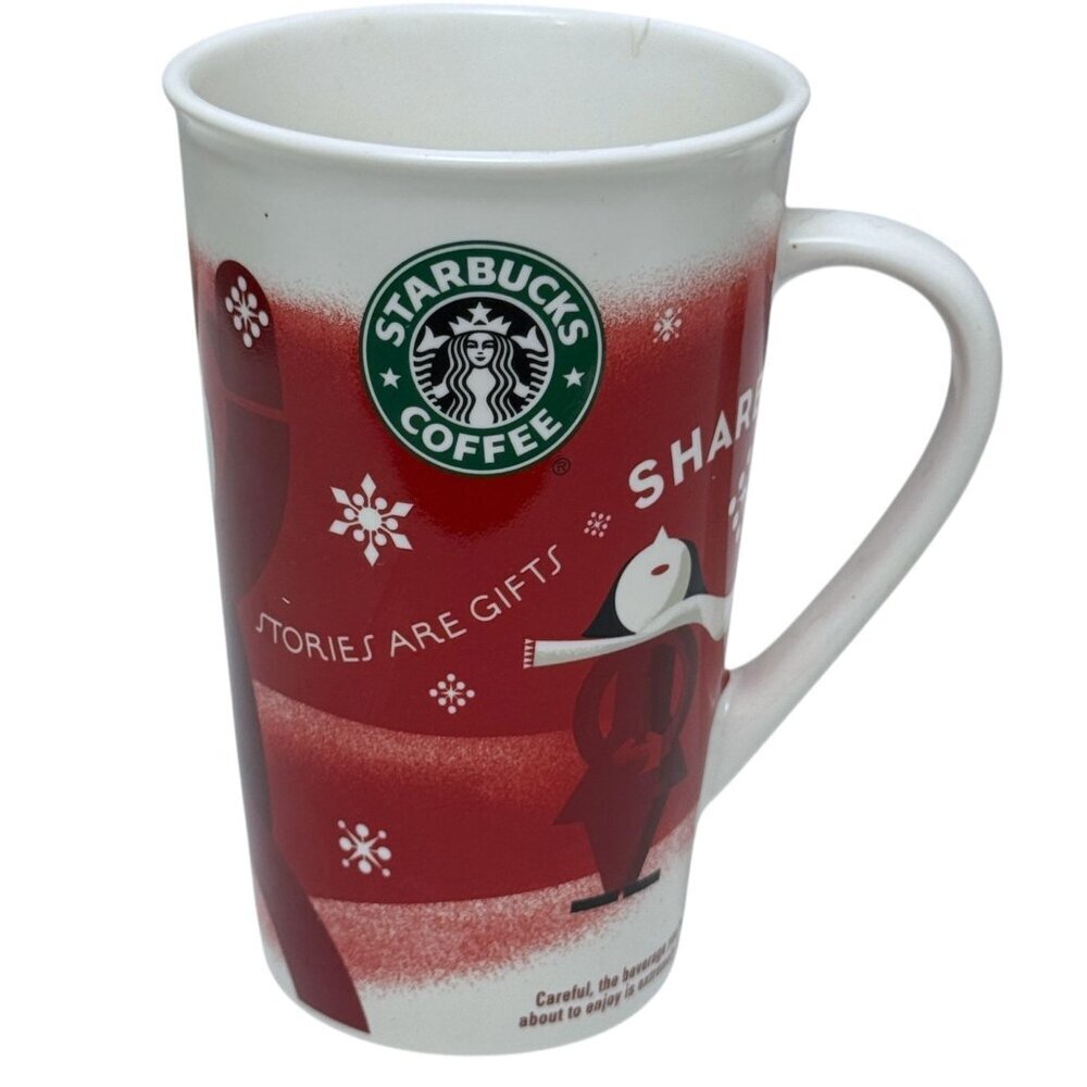 Starbucks Christmas Mug Stories Are Gifts Snowflakes Holiday 2010 Coffee Cup